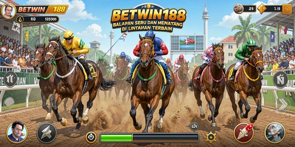 Tampilan gameplay seru dari BETWIN188 saat balapan di lintasan.