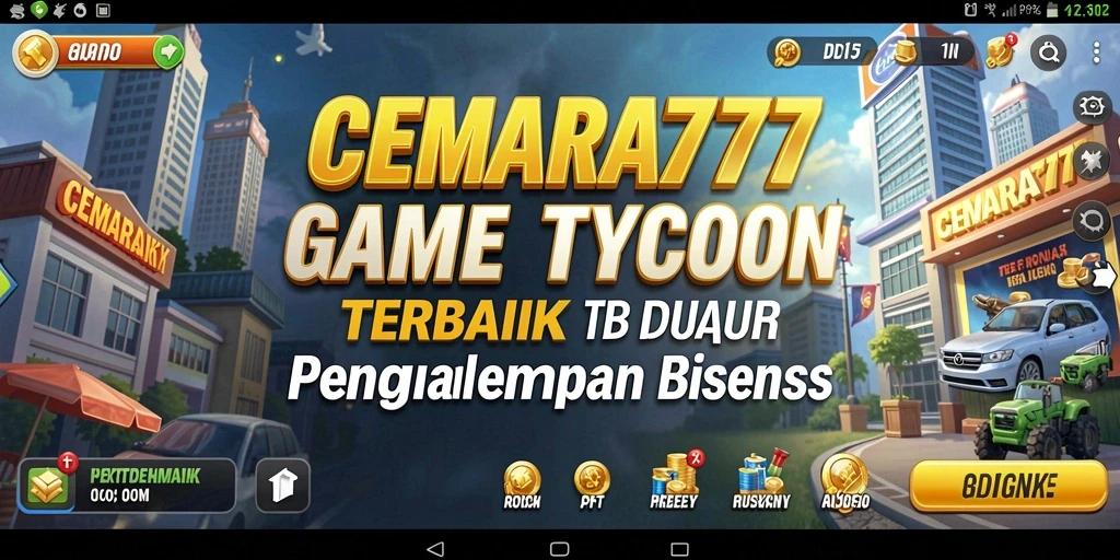 Tampilan permainan CEMARA777 menunjukkan interaksi dalam simulasi bisnis Tycoon.
