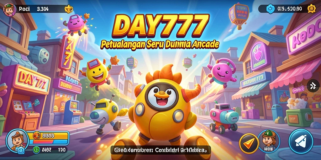 Tampilan utama DAY777 menunjukkan gameplay seru dalam dunia Arcade.