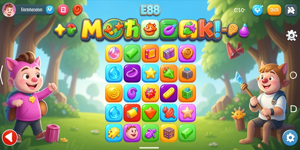 Gameplay seru dan menantang di E88, game Match-3 terbaru.