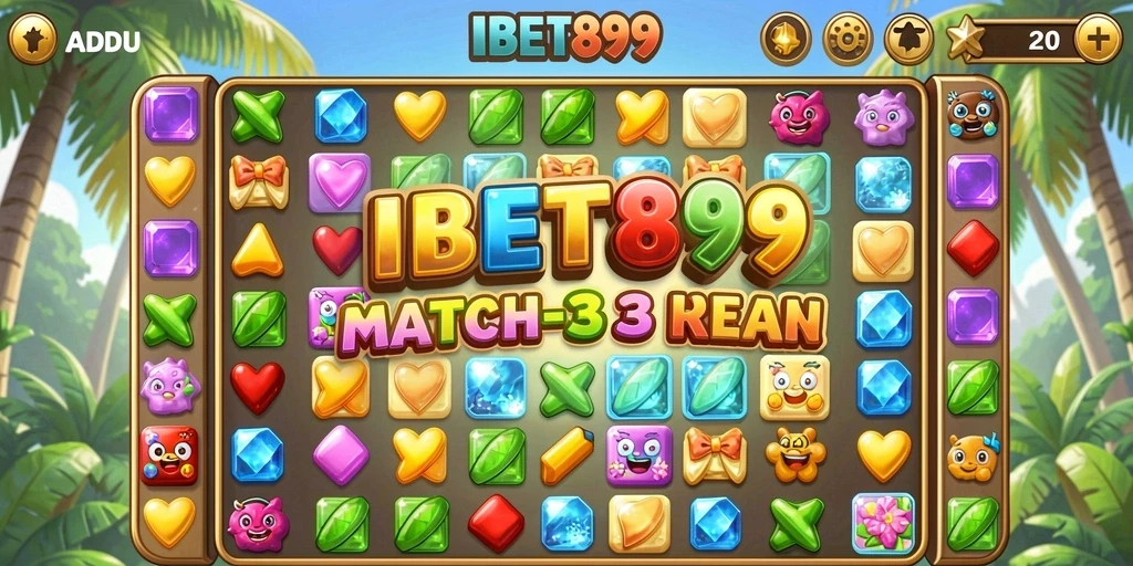 Tampilan gameplay Match-3 yang menarik dan penuh warna.