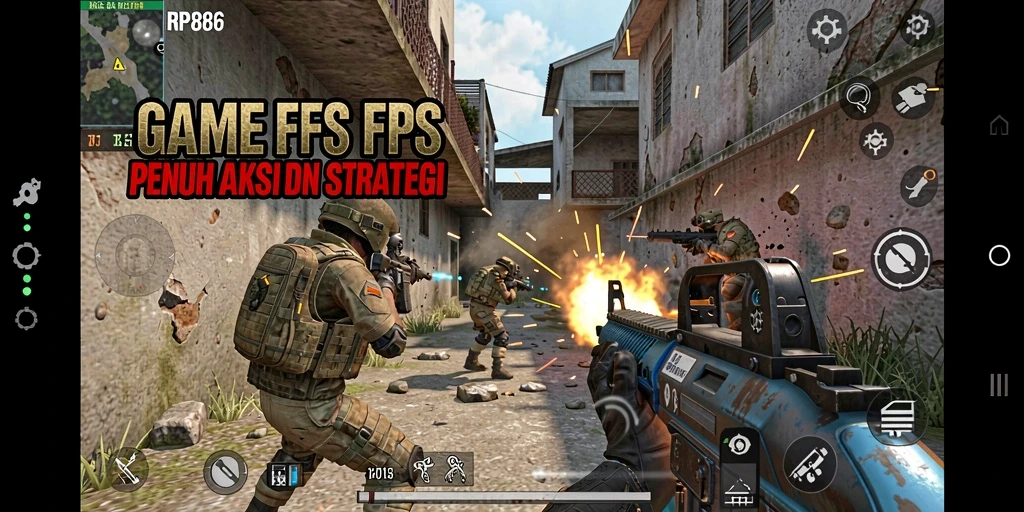 Tampilan gameplay RP886 yang menegangkan dalam pertandingan FPS.
