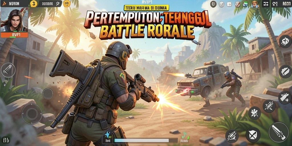 Gameplay seru dari RVIP1 dengan pertempuran Battle Royale.