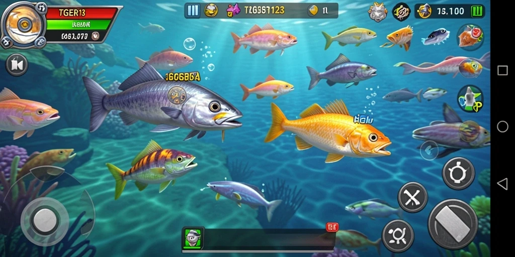 Screenshot gameplay TGER123 menampilkan aksi menembak ikan yang mendebarkan.