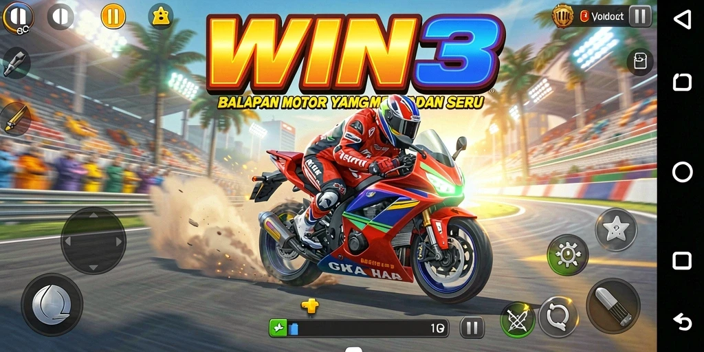 Gameplay balapan motor yang seru dan mendebarkan.
